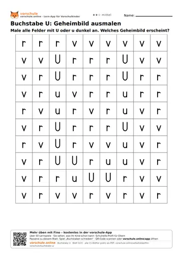 Buchstabe U: Geheimbild ausmalen