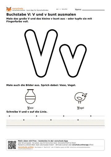 Buchstabe V: V und v bunt ausmalen