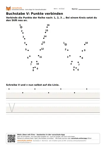 Buchstabe V: Punkte verbinden