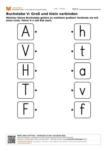 Buchstabe V: Groß und klein verbinden