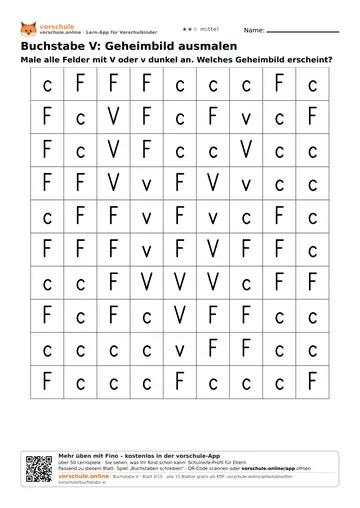 Buchstabe V: Geheimbild ausmalen