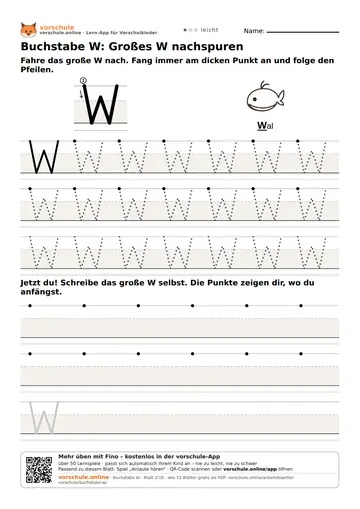 Buchstabe W: Großes W nachspuren