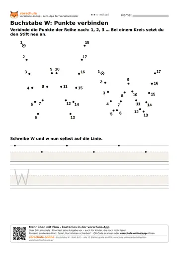 Buchstabe W: Punkte verbinden