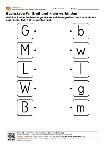 Buchstabe W: Groß und klein verbinden