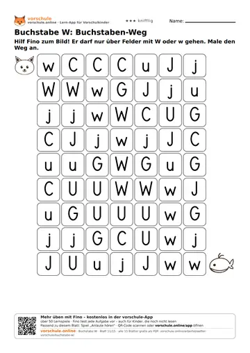 Buchstabe W: Buchstaben-Weg