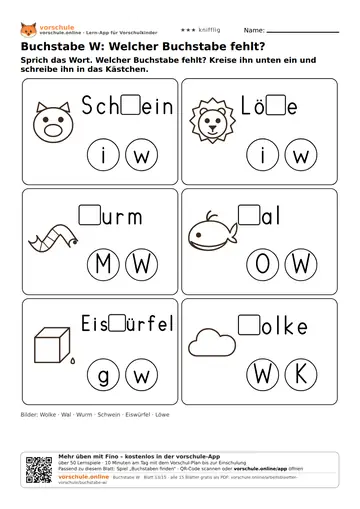 Buchstabe W: Welcher Buchstabe fehlt?