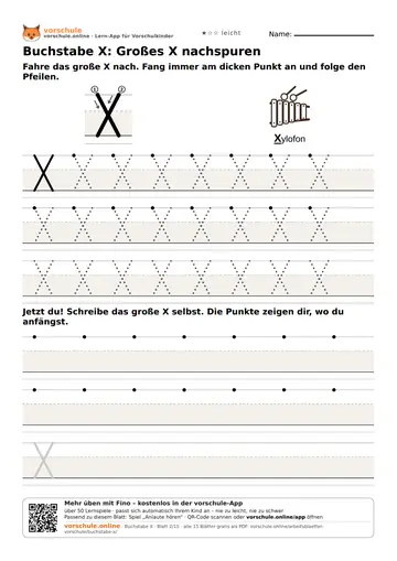 Buchstabe X: Großes X nachspuren