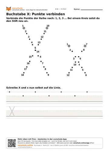 Buchstabe X: Punkte verbinden