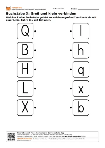 Buchstabe X: Groß und klein verbinden