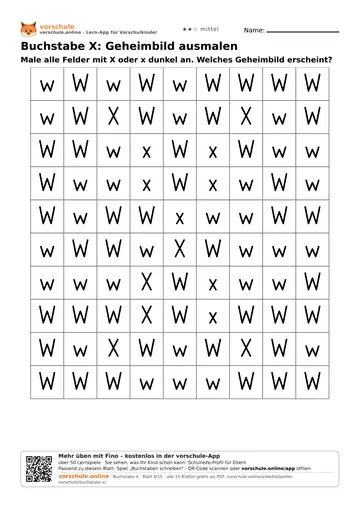 Buchstabe X: Geheimbild ausmalen