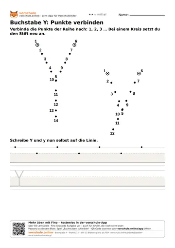 Buchstabe Y: Punkte verbinden