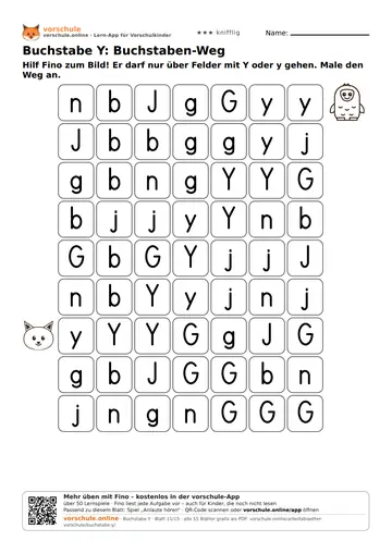 Buchstabe Y: Buchstaben-Weg