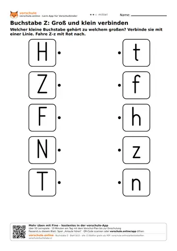 Buchstabe Z: Groß und klein verbinden