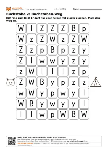 Buchstabe Z: Buchstaben-Weg