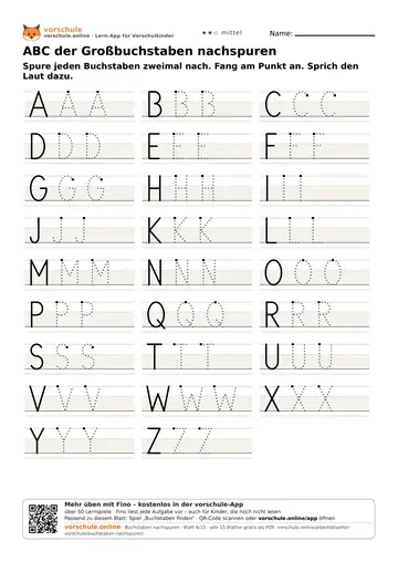 ABC der Großbuchstaben nachspuren