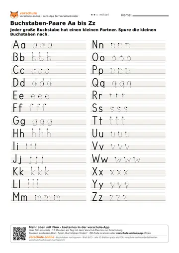 Buchstaben-Paare Aa bis Zz