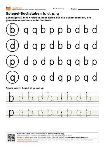 Spiegel-Buchstaben b, d, p, q