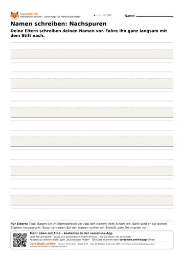 Namen schreiben: Nachspuren