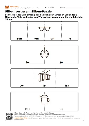 Silben sortieren: Silben-Puzzle