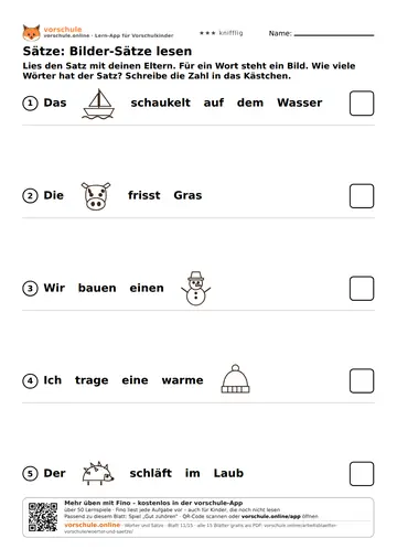 Sätze: Bilder-Sätze lesen