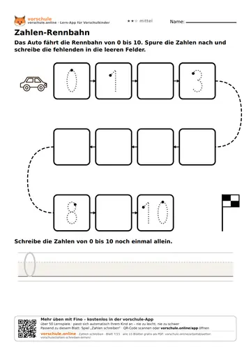 Zahlen-Rennbahn