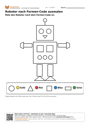 Roboter nach Formen-Code ausmalen
