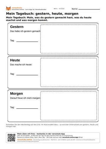 Mein Tagebuch: gestern, heute, morgen