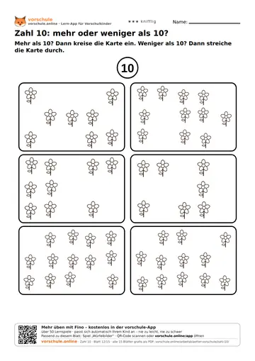 Zahl 10: mehr oder weniger als 10?