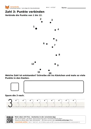Zahl 3: Punkte verbinden