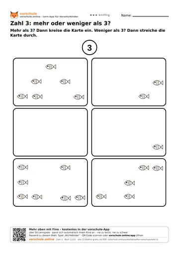 Zahl 3: mehr oder weniger als 3?