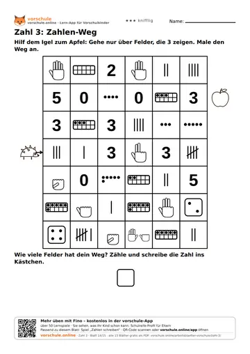 Zahl 3: Zahlen-Weg