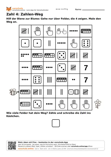 Zahl 4: Zahlen-Weg