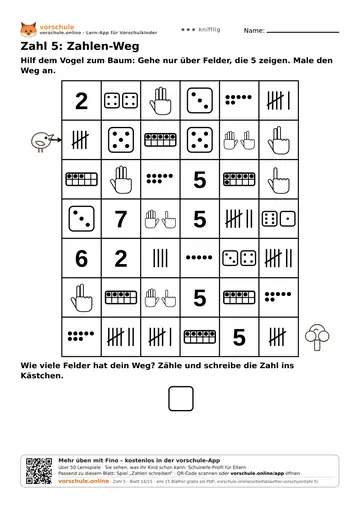 Zahl 5: Zahlen-Weg