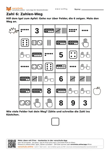 Zahl 6: Zahlen-Weg