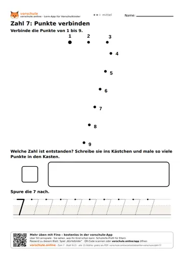 Zahl 7: Punkte verbinden