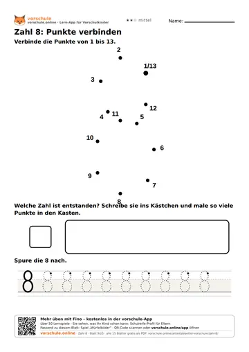 Zahl 8: Punkte verbinden