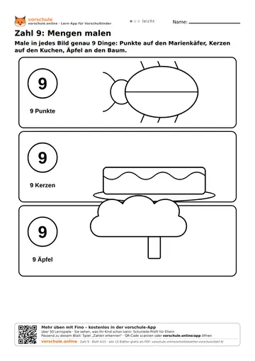 Zahl 9: Mengen malen