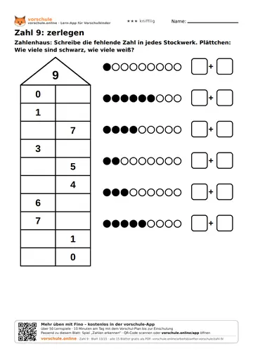 Zahl 9: zerlegen