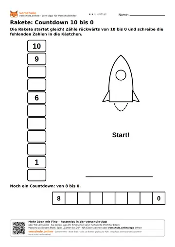 Rakete: Countdown 10 bis 0