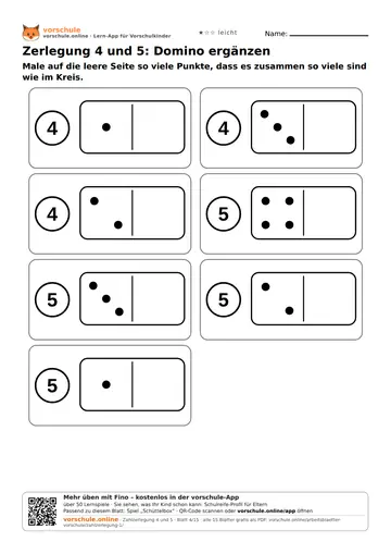 Zerlegung 4 und 5: Domino ergänzen