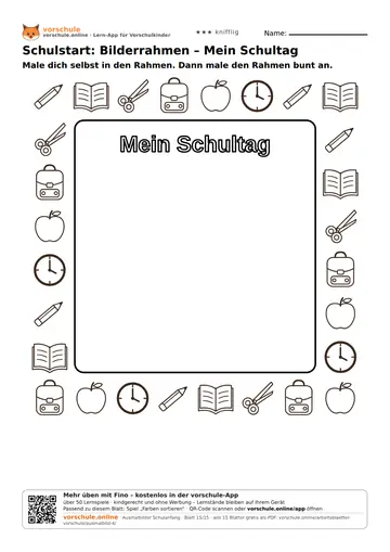 Schulstart: Bilderrahmen – Mein Schultag