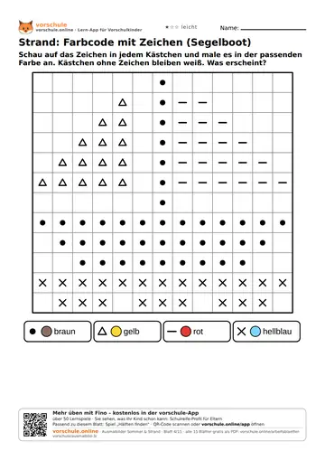 Strand: Farbcode mit Zeichen (Segelboot)