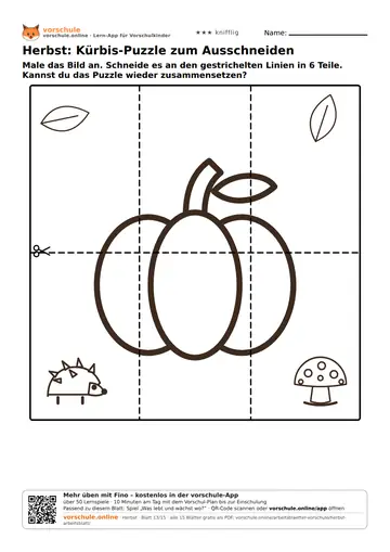 Herbst: Kürbis-Puzzle zum Ausschneiden