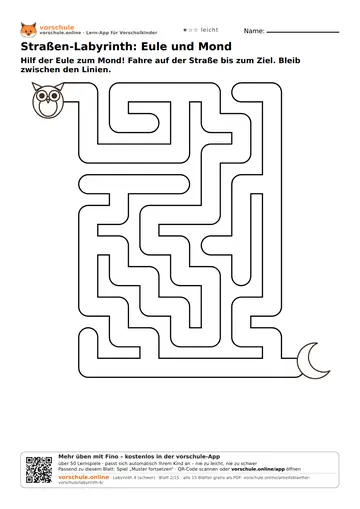 Straßen-Labyrinth: Eule und Mond