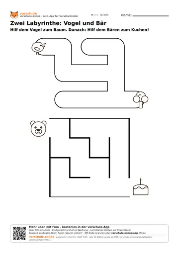 Zwei Labyrinthe: Vogel und Bär