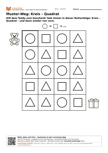 Muster-Weg: Kreis – Quadrat