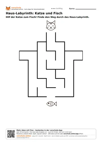 Haus-Labyrinth: Katze und Fisch