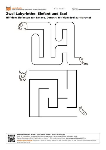 Zwei Labyrinthe: Elefant und Esel
