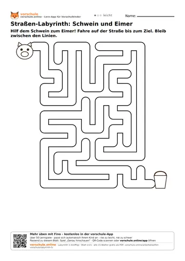 Straßen-Labyrinth: Schwein und Eimer