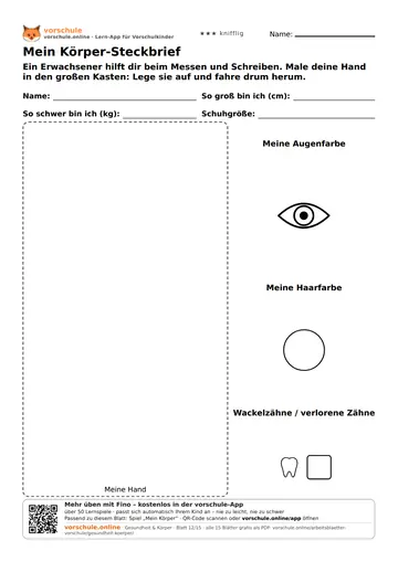 Mein Körper-Steckbrief